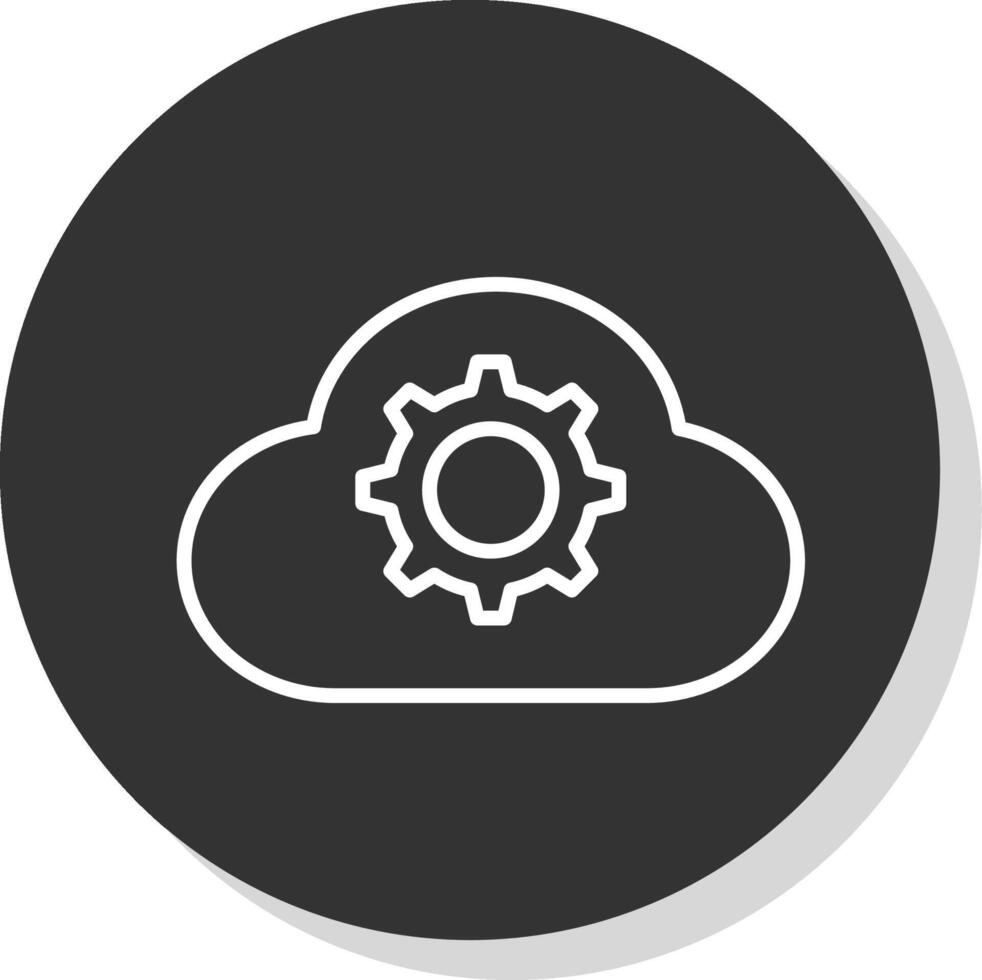 Cloud Settings Line Shadow Circle Icon Design vector