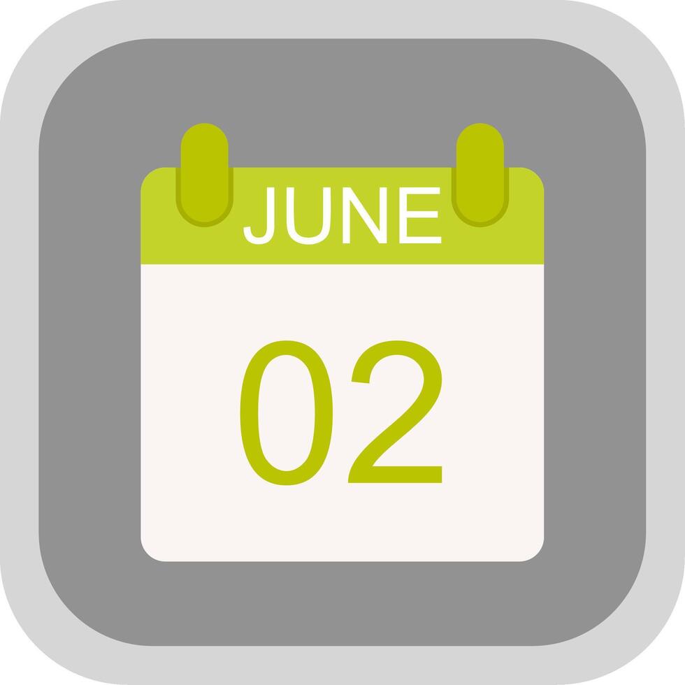June Flat round corner Icon Design vector