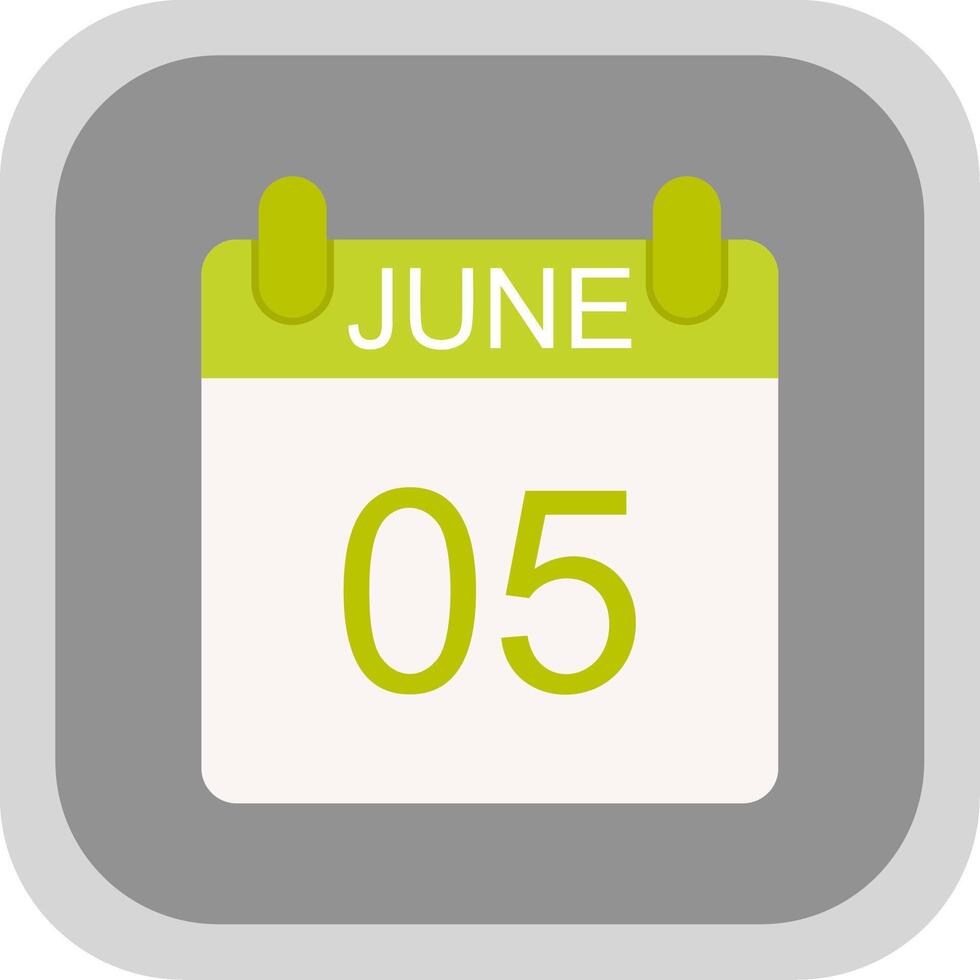 June Flat round corner Icon Design vector