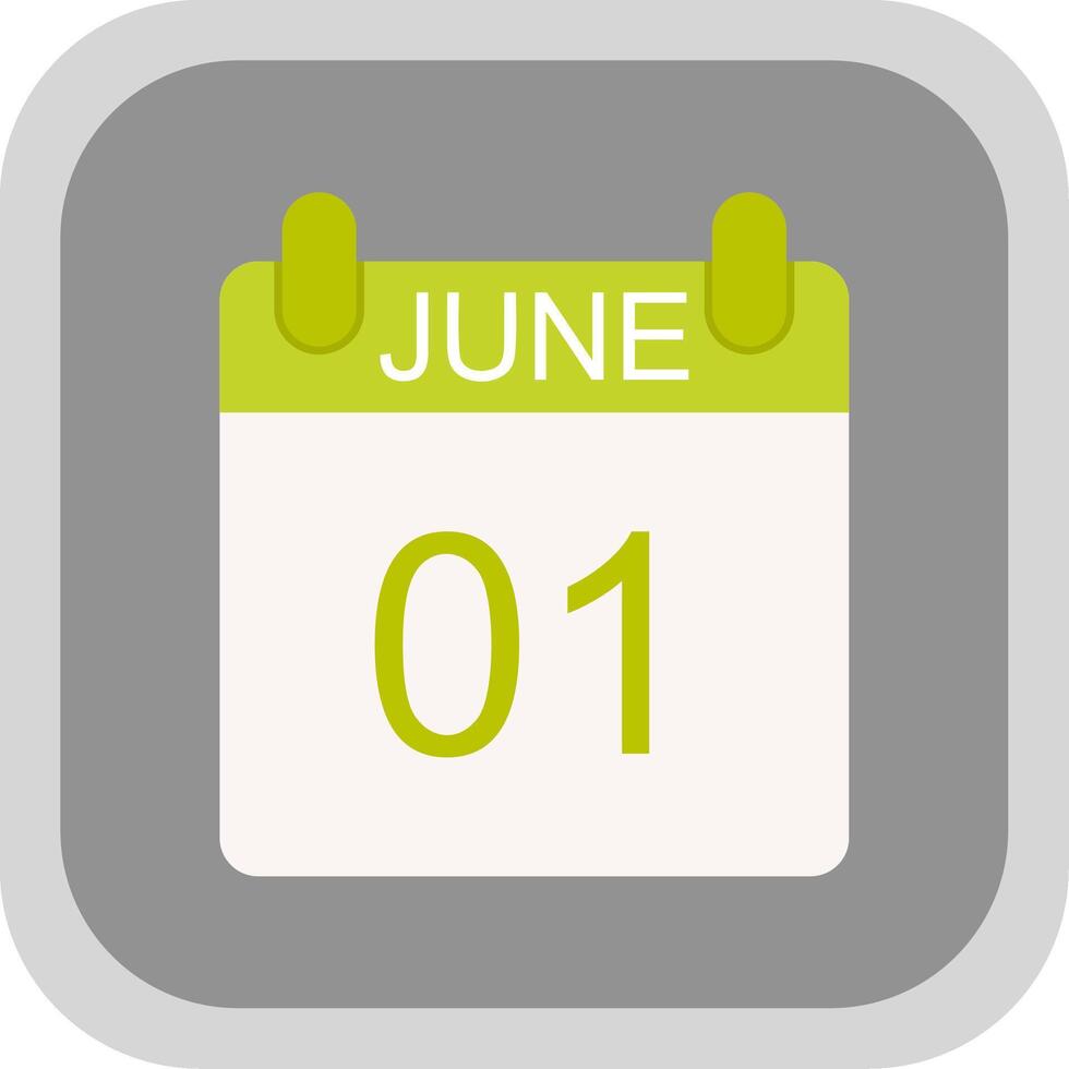 June Flat round corner Icon Design vector