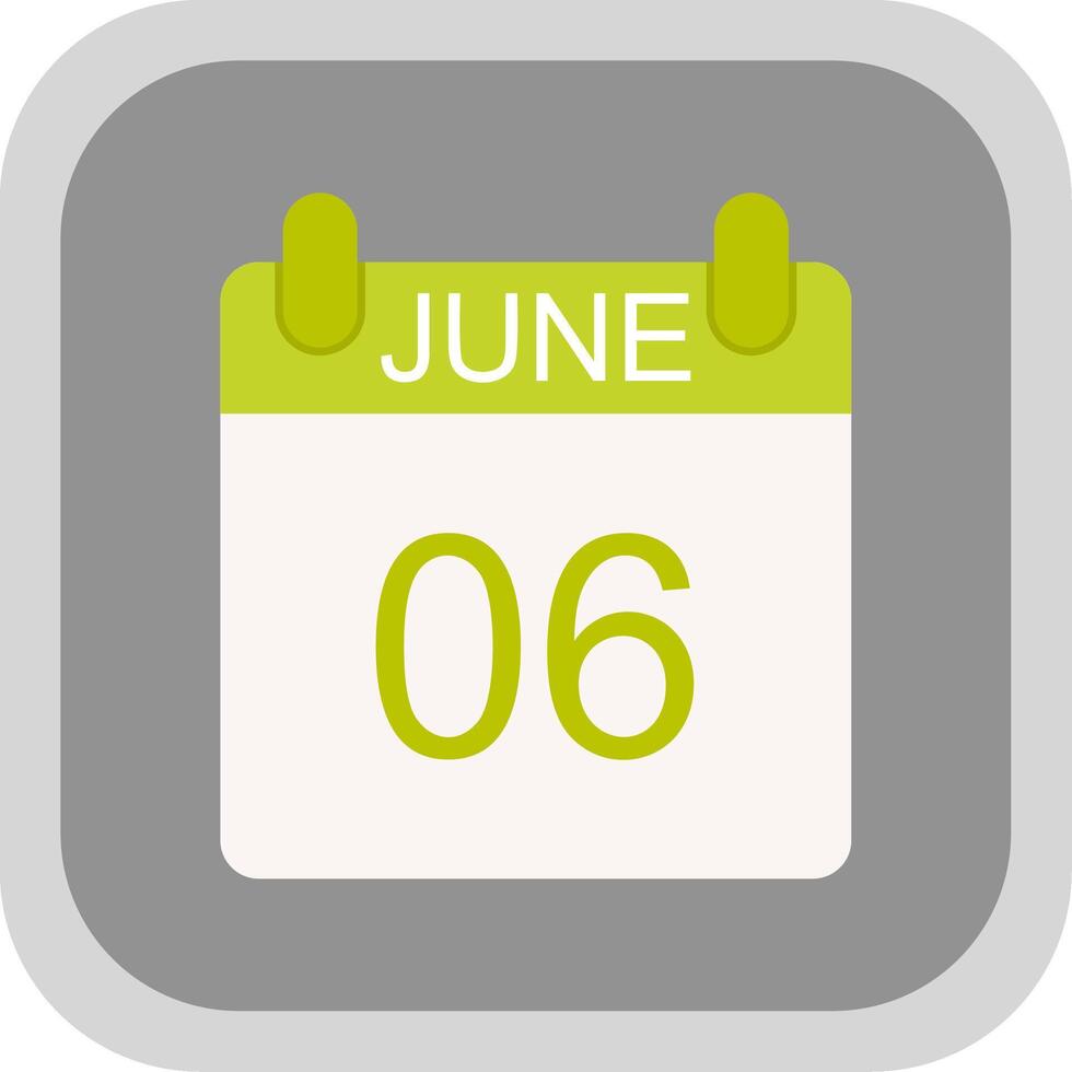 June Flat round corner Icon Design vector