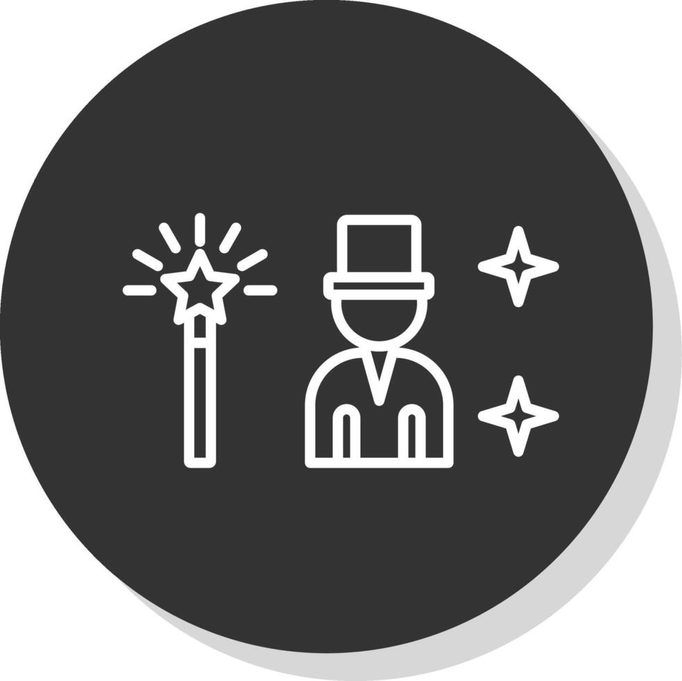 Magician Line Shadow Circle Icon Design vector