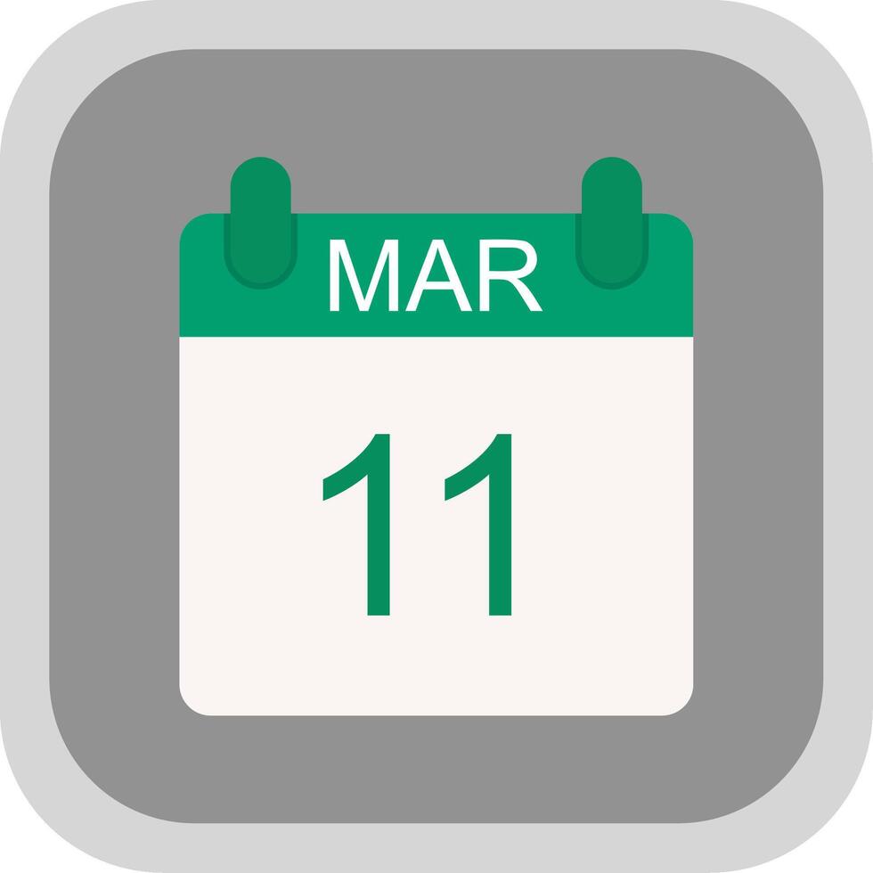 March Flat round corner Icon Design vector