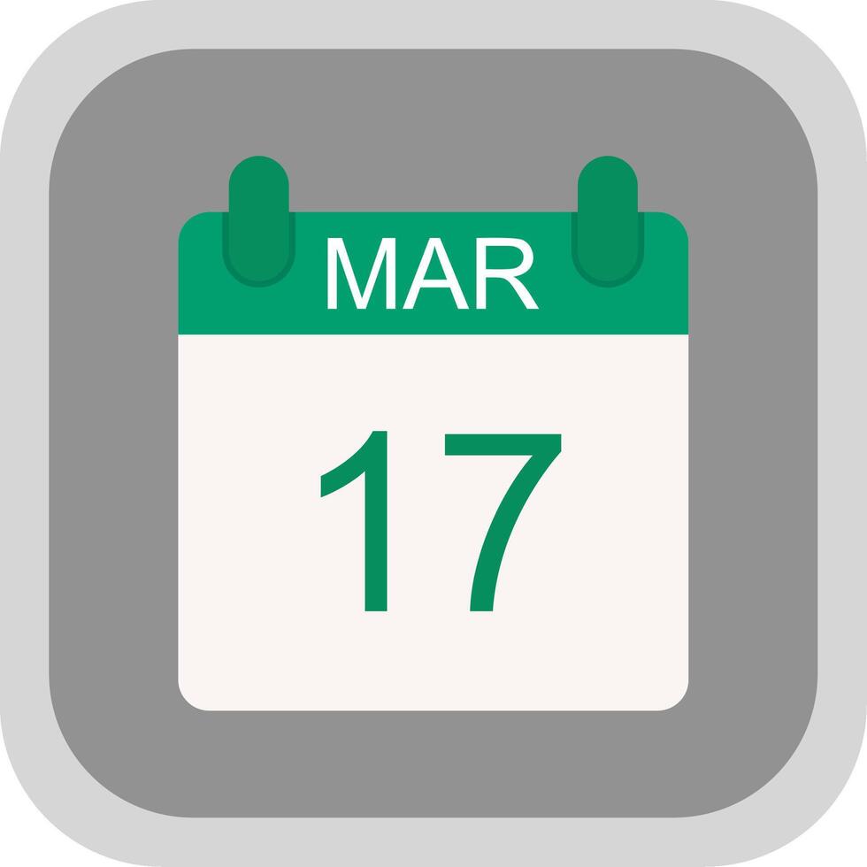 March Flat round corner Icon Design vector