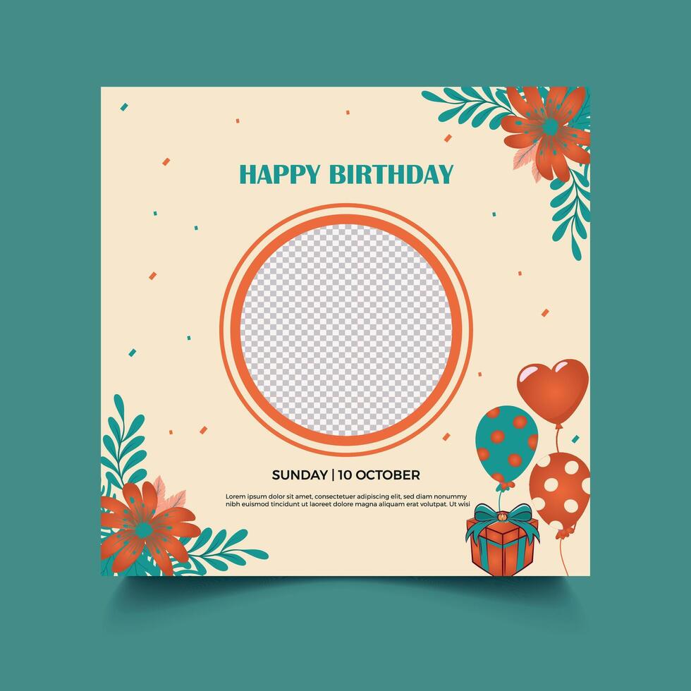 Happy birthday social media post vector
