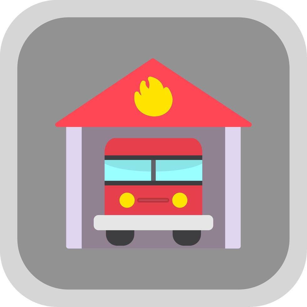 Fire Station Flat round corner Icon Design vector