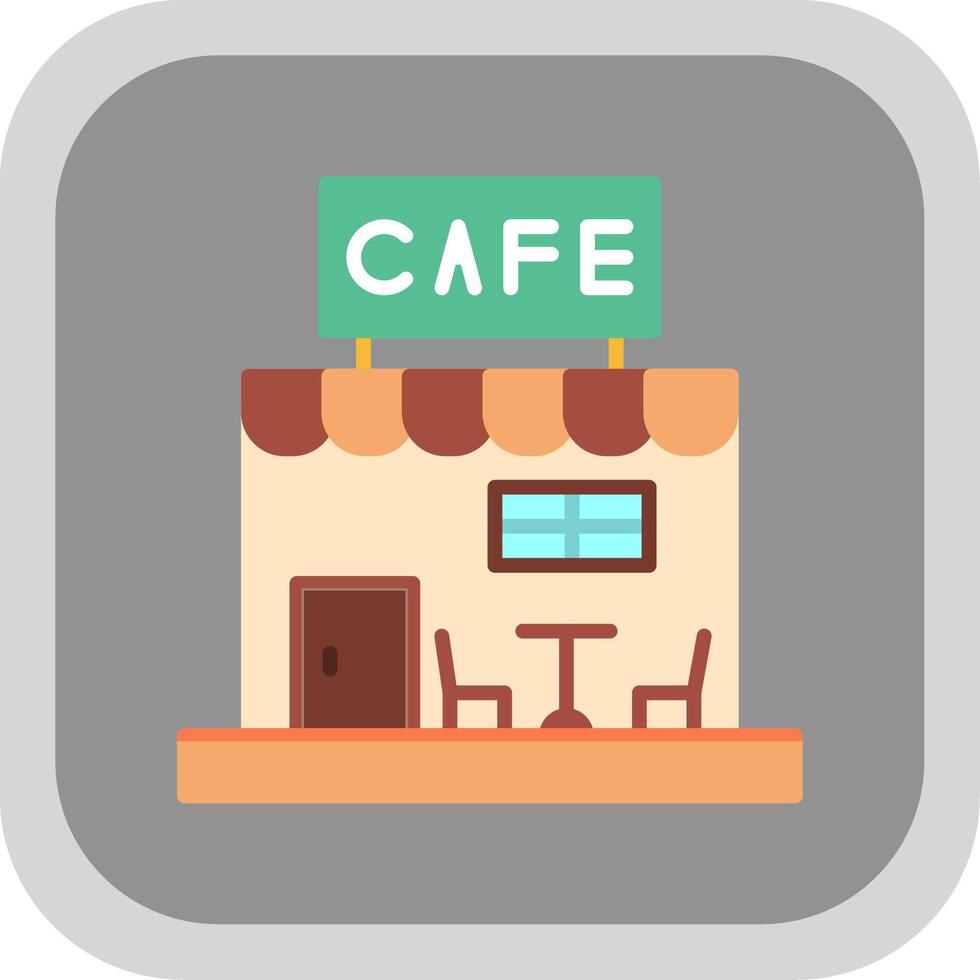 Cafe Flat round corner Icon Design vector