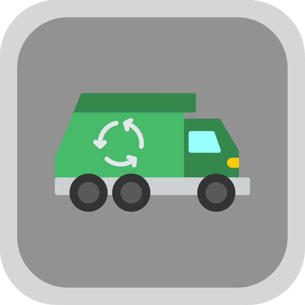 Trash Truck Flat round corner Icon Design vector