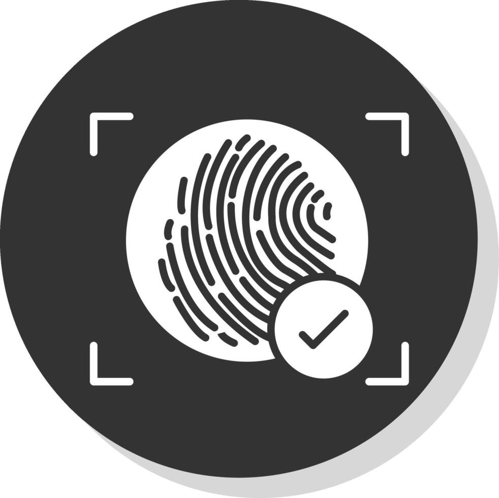 Fingerprint Glyph Shadow Circle Icon Design vector