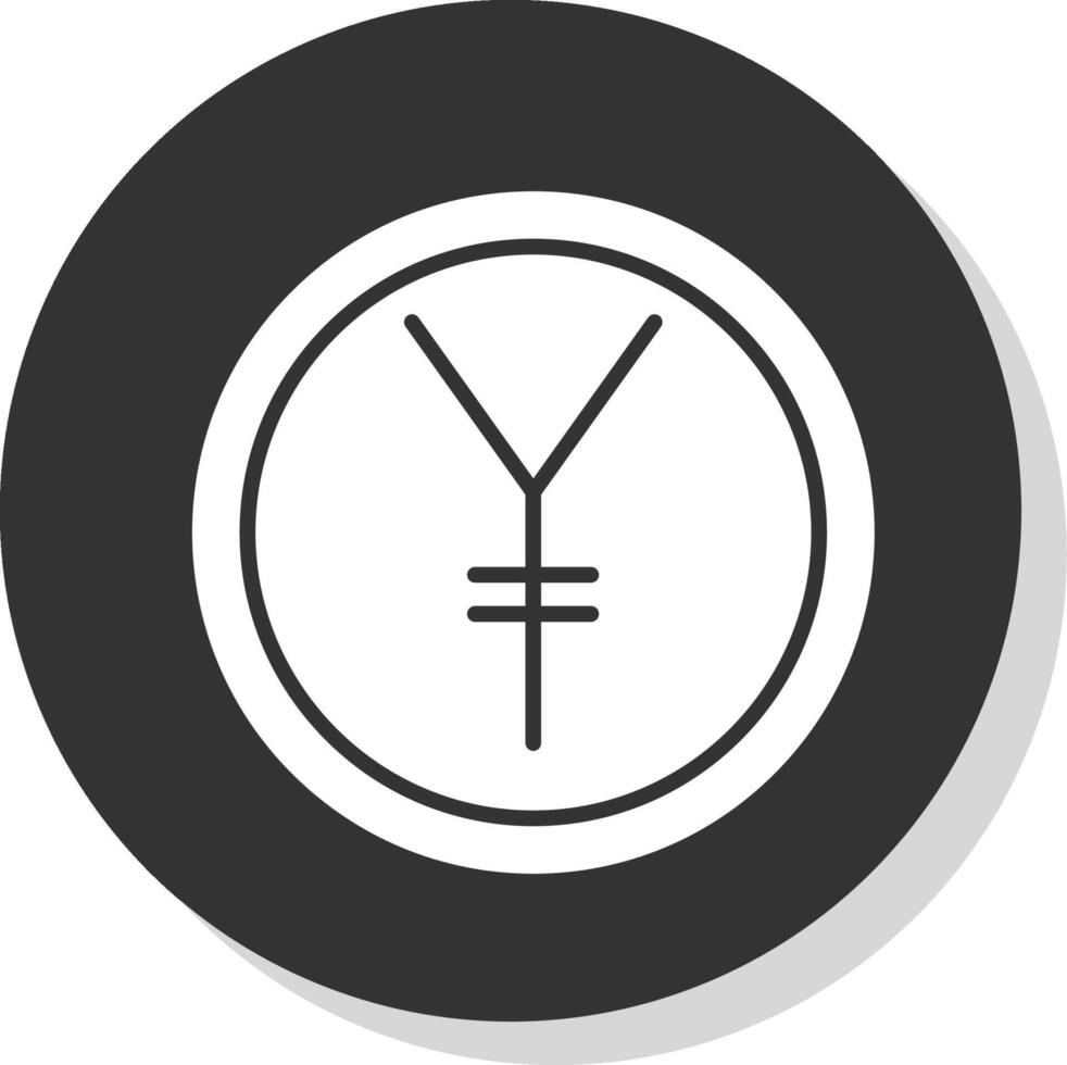 Yen Glyph Shadow Circle Icon Design vector