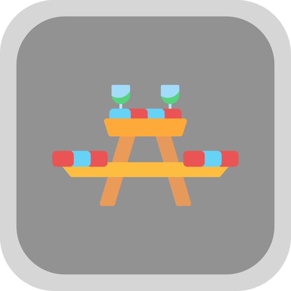 Picnic Table Flat round corner Icon Design vector