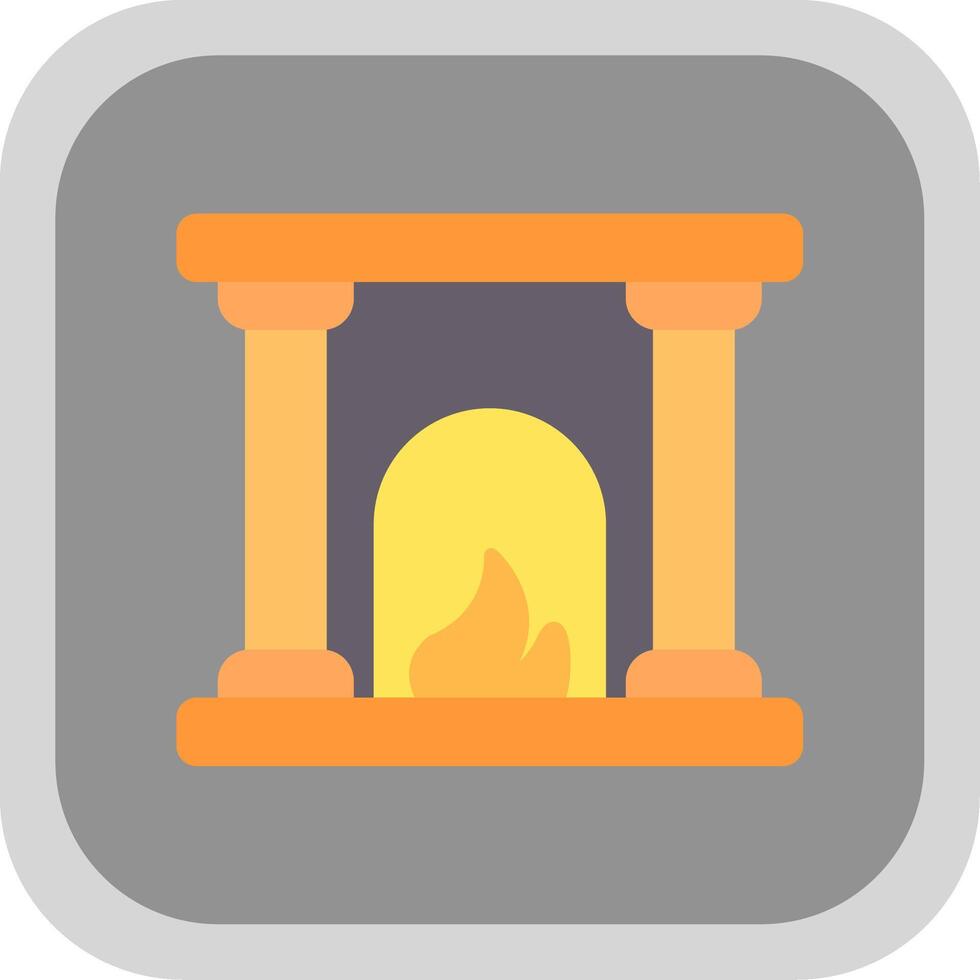Fireplace Flat round corner Icon Design vector