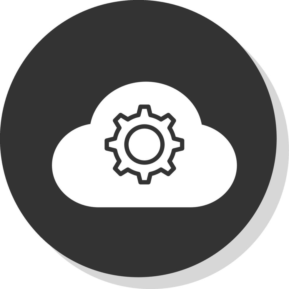 Cloud Settings Glyph Shadow Circle Icon Design vector