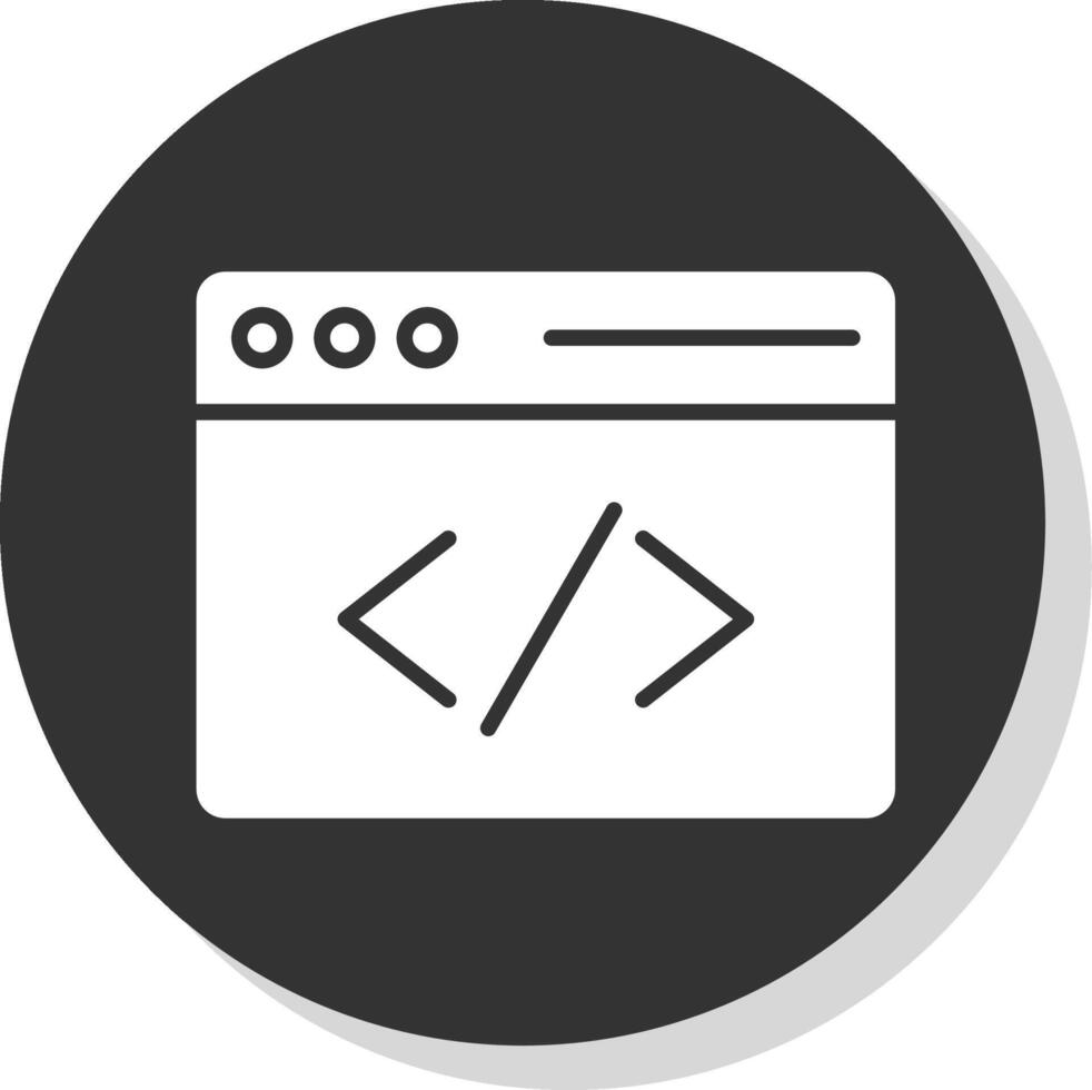 Coding Glyph Shadow Circle Icon Design vector