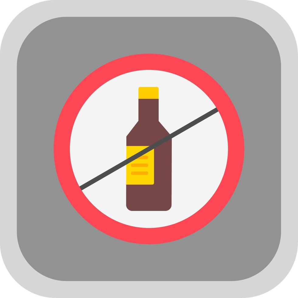 No Alcohol Flat round corner Icon Design vector