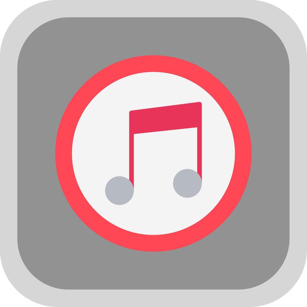 Music Note Flat round corner Icon Design vector