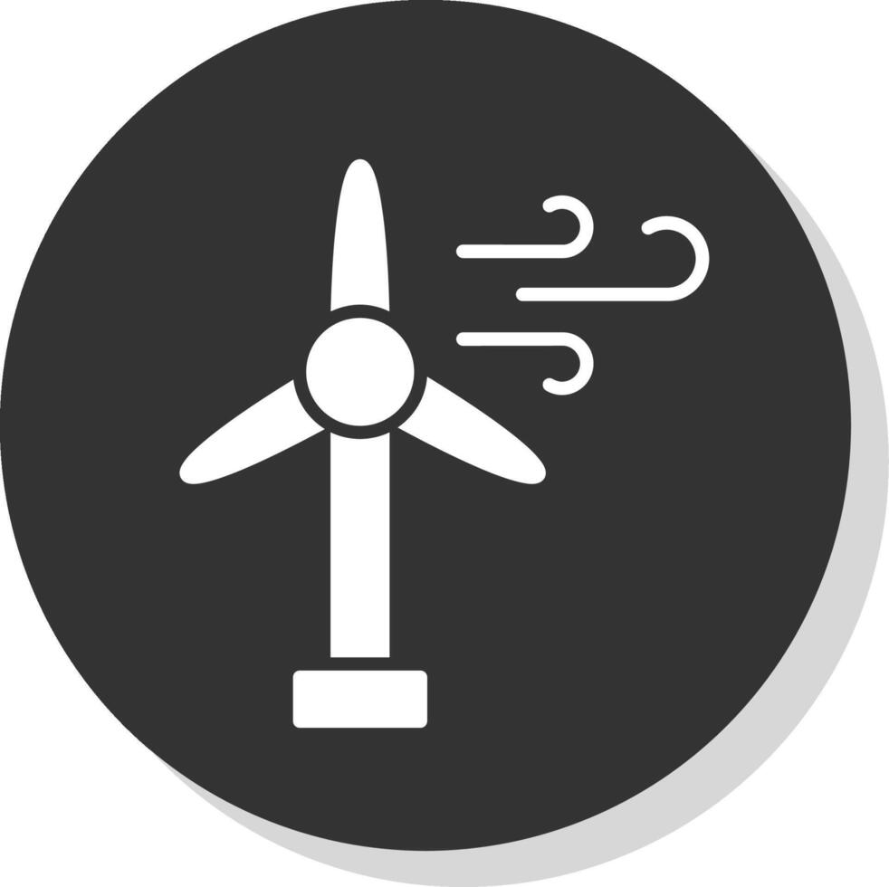 Wind Turbine Glyph Shadow Circle Icon Design vector