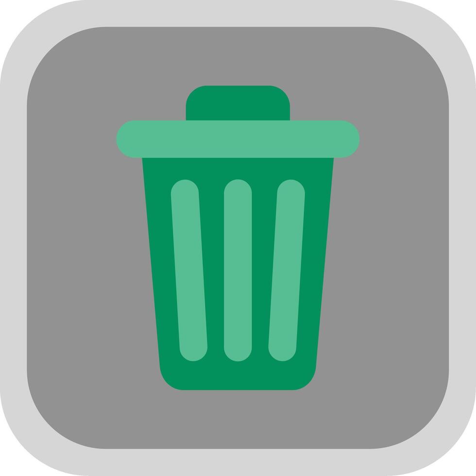 Dustbin Flat round corner Icon Design vector