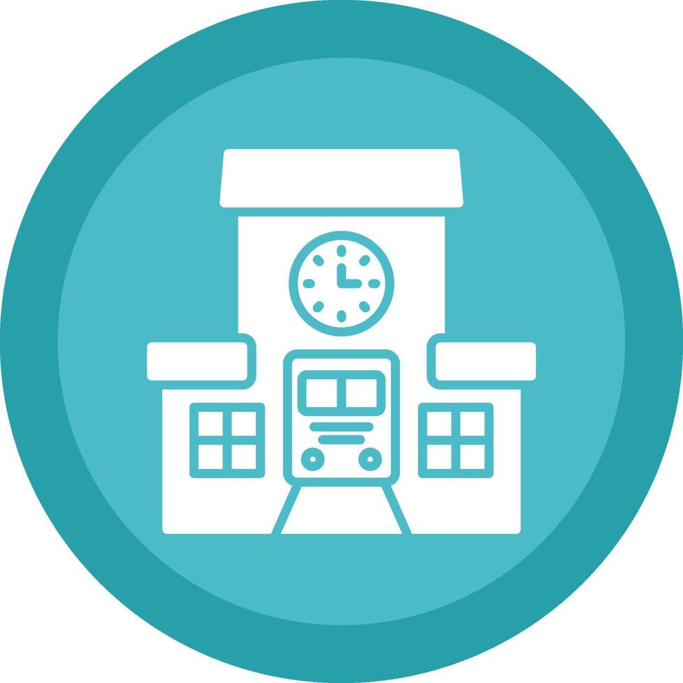 Train Station Glyph Due Circle Icon Design vector