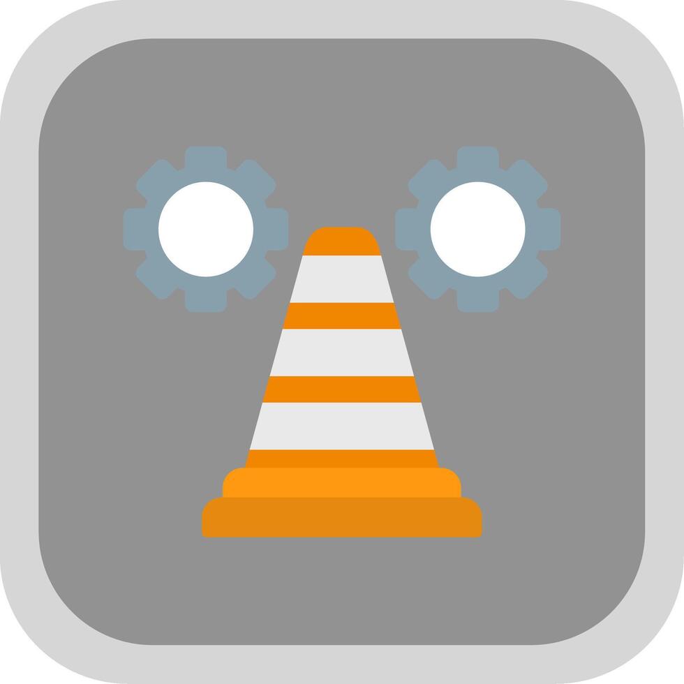 Traffic Cone Flat round corner Icon Design vector
