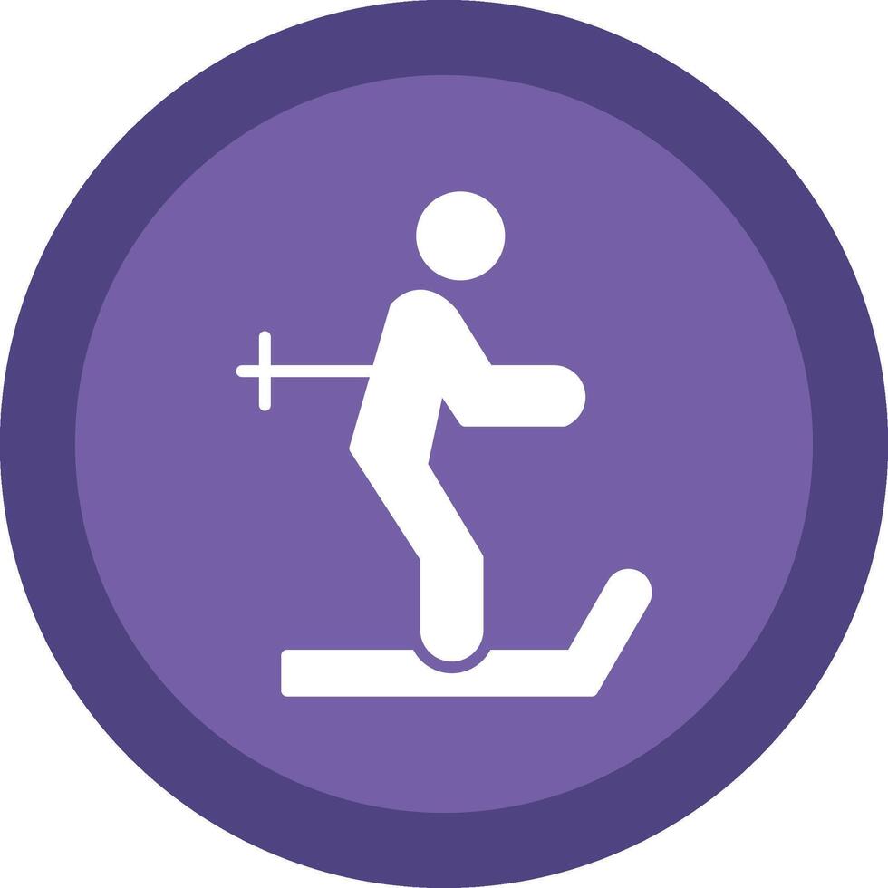 Skiing Glyph Due Circle Icon Design vector