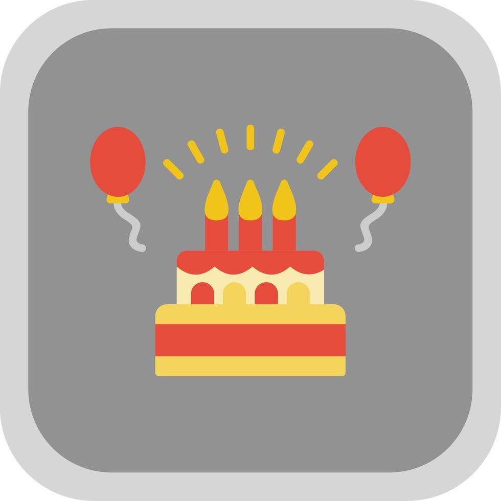 Birthday Flat round corner Icon Design vector