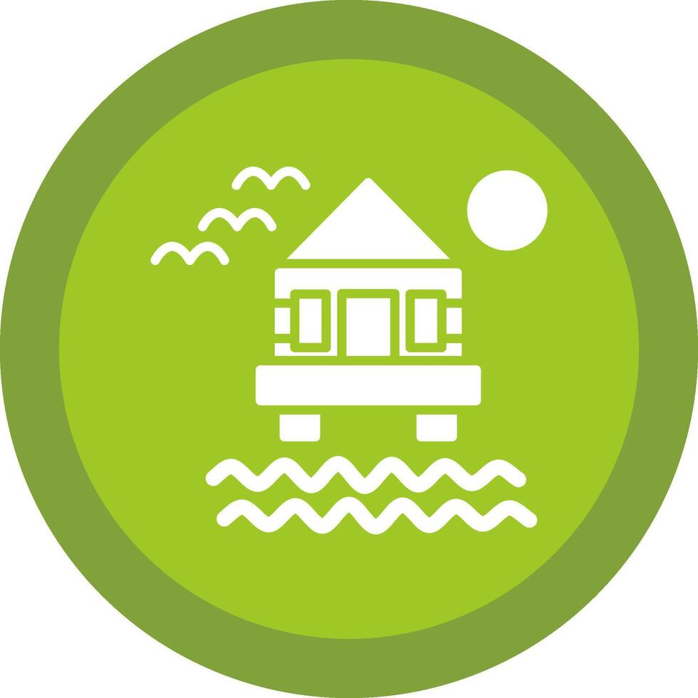 Beach Villa Glyph Due Circle Icon Design vector