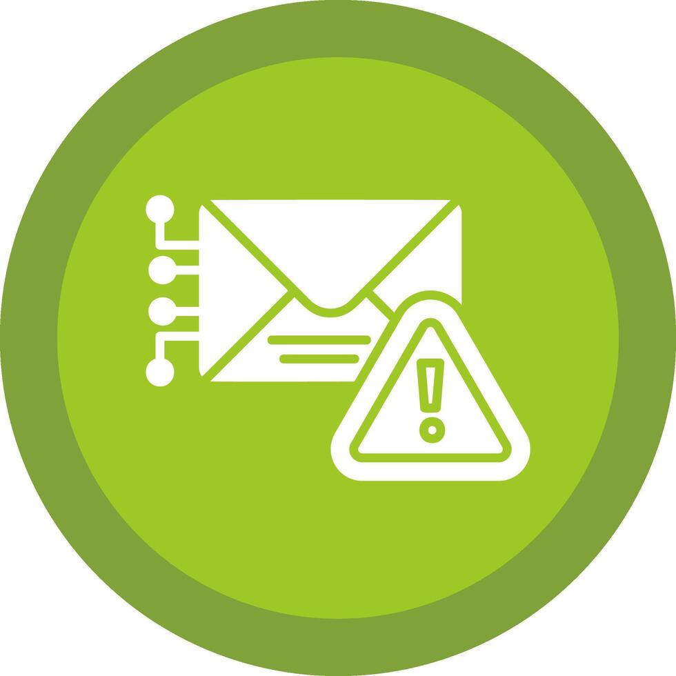 Warning Mail Glyph Due Circle Icon Design vector