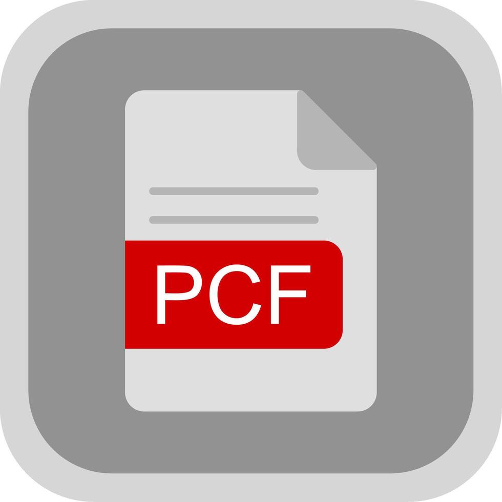 PCF File Format Flat round corner Icon Design vector