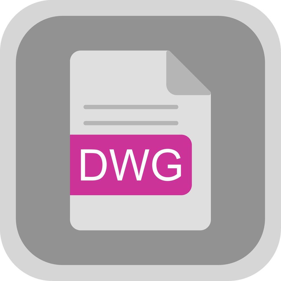 DWG File Format Flat round corner Icon Design vector