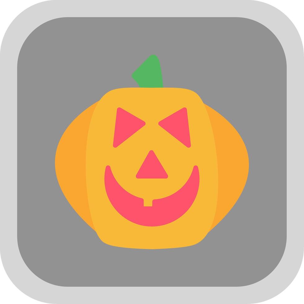 Víspera de Todos los Santos calabaza plano redondo esquina icono diseño vector