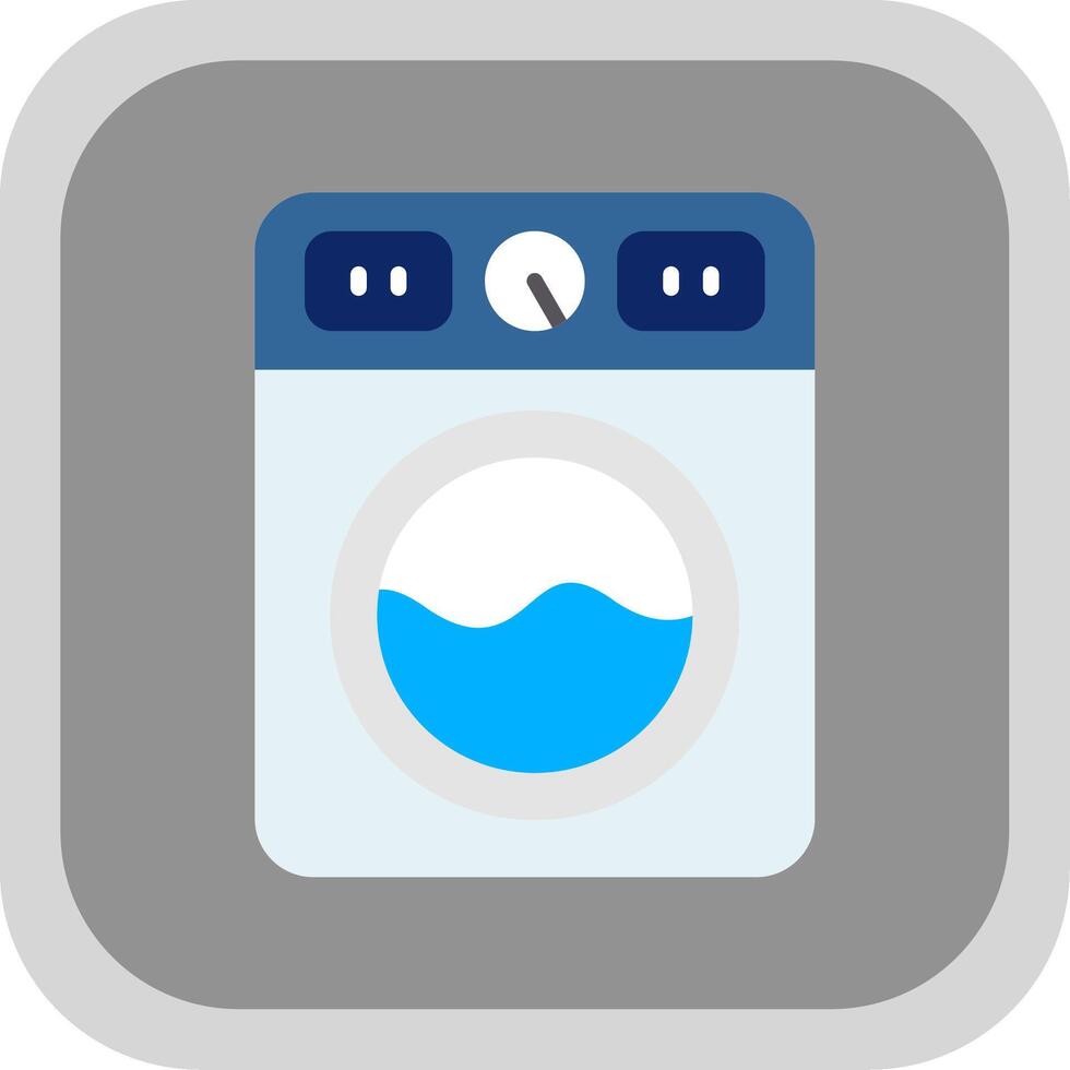 Washing Machine Flat round corner Icon Design vector