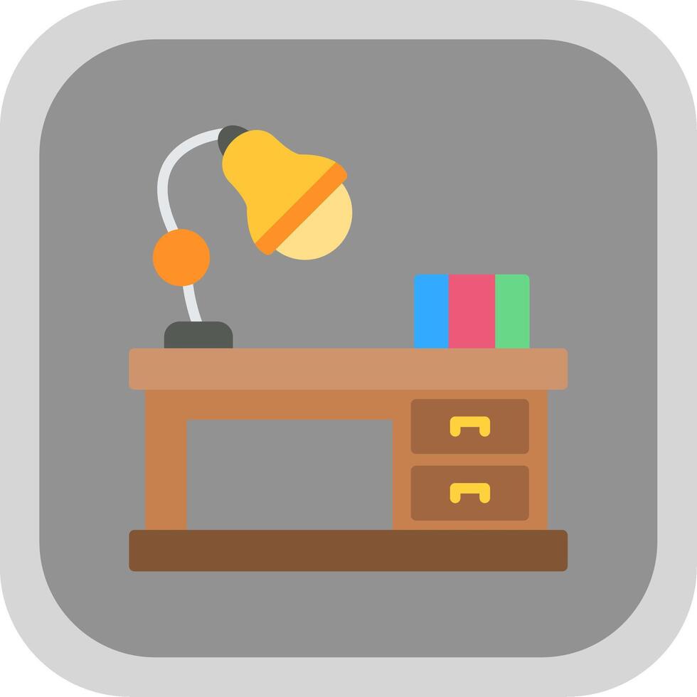 Office Desk Flat round corner Icon Design vector