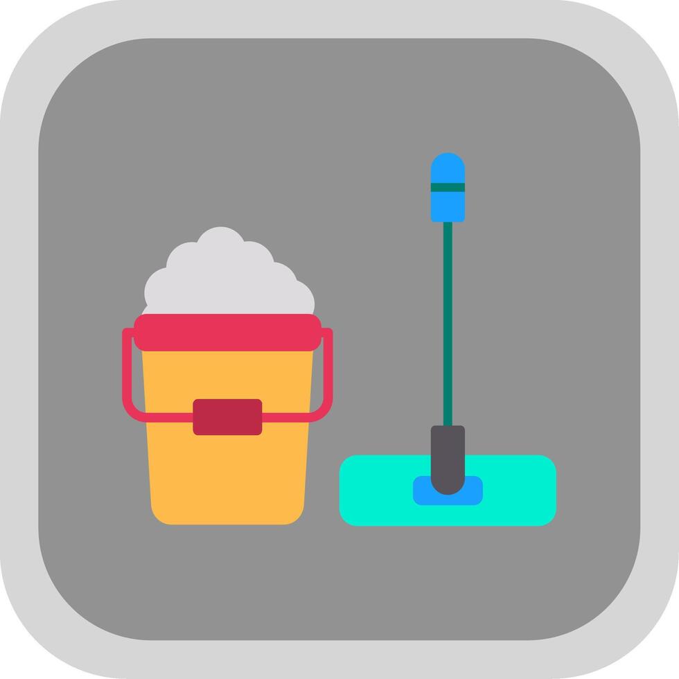 Mop Flat round corner Icon Design vector