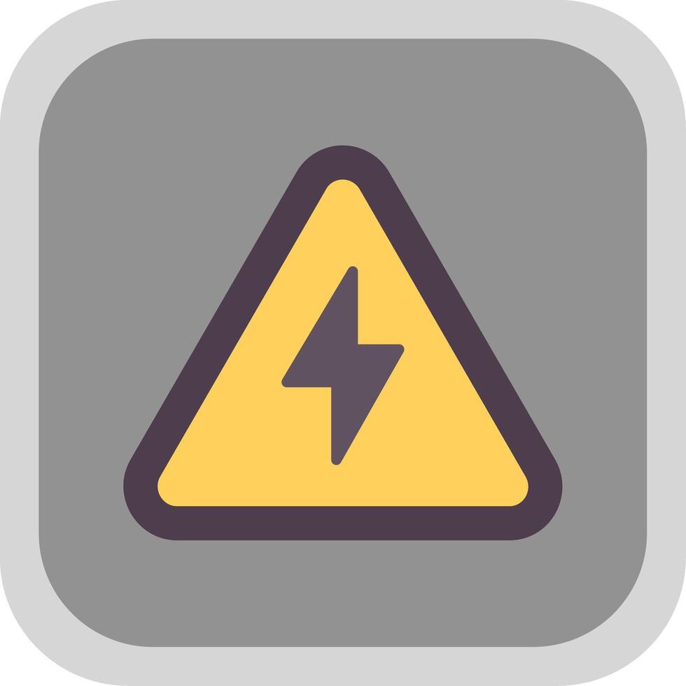 Electrical Danger Sign Flat round corner Icon Design vector