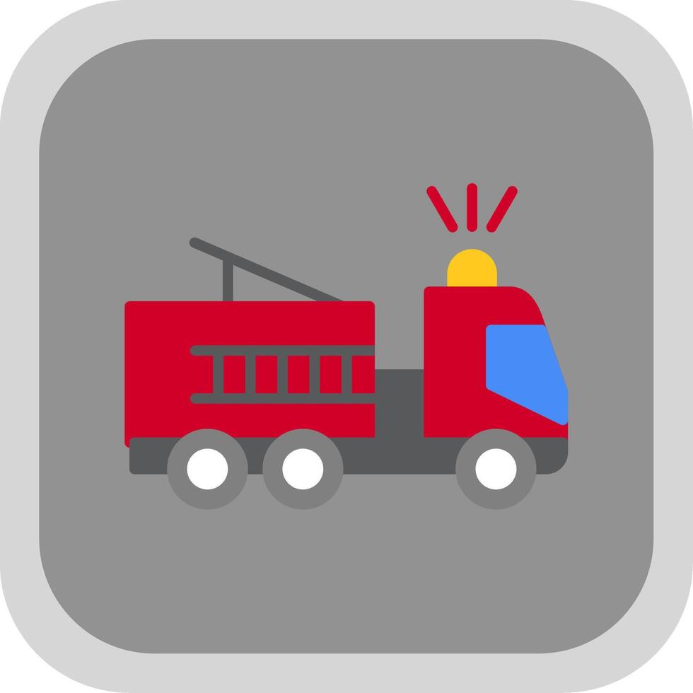 Fire Truck Flat round corner Icon Design vector
