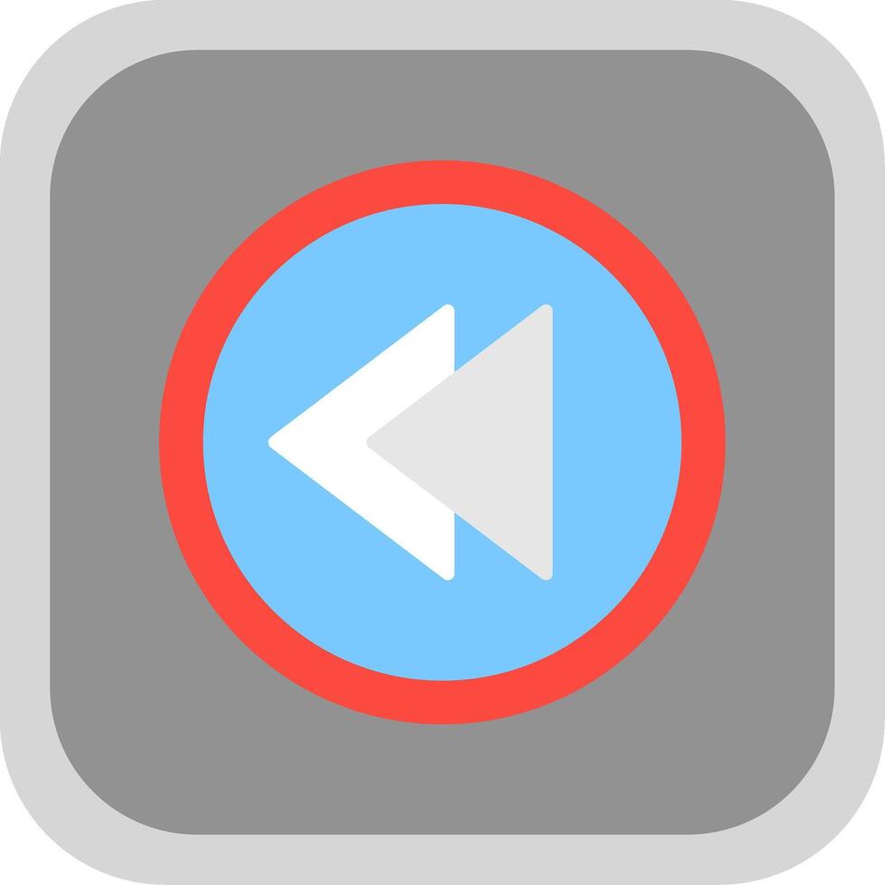 Backward Flat round corner Icon Design vector