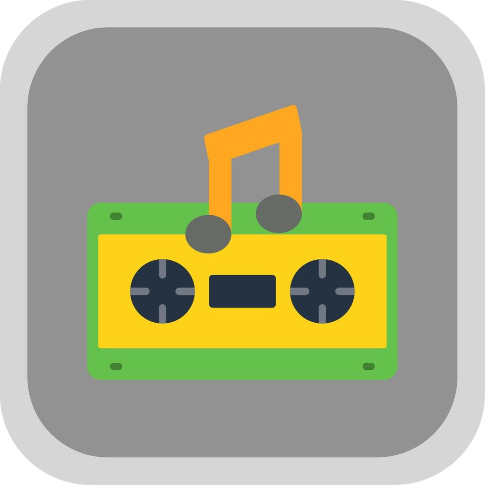 Cassette Flat round corner Icon Design vector