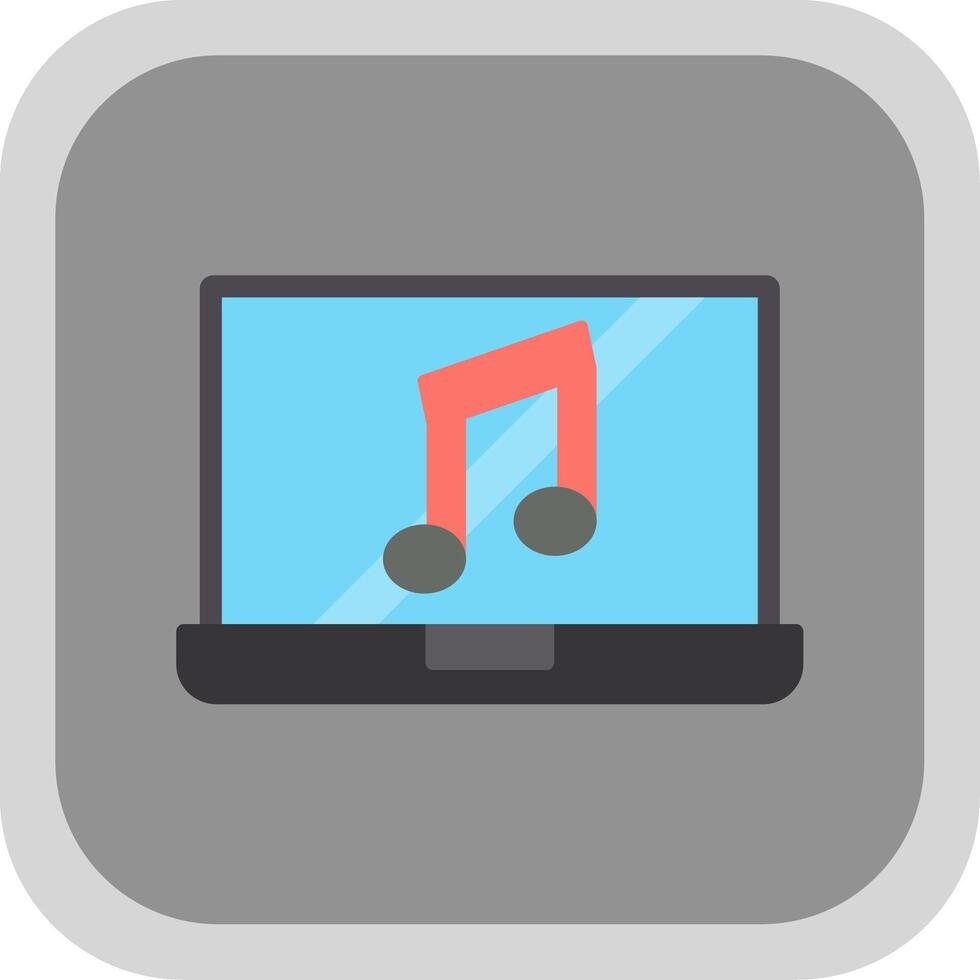 Music Flat round corner Icon Design vector