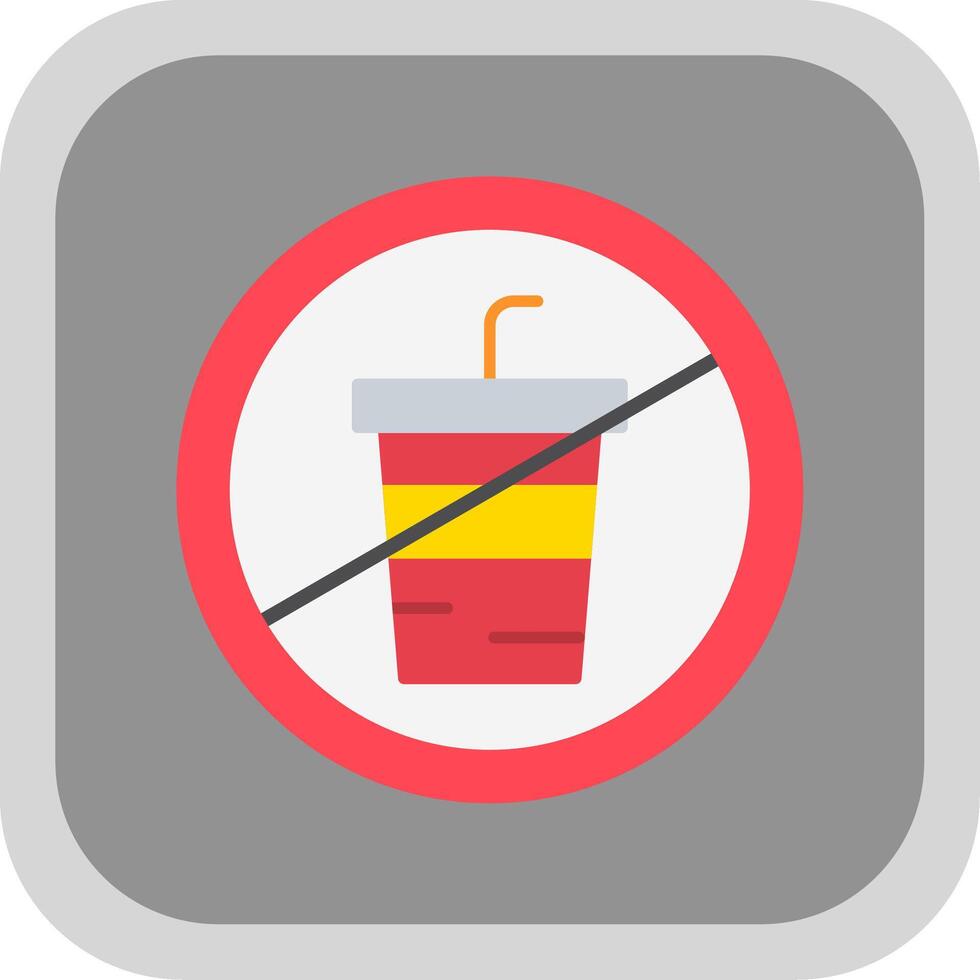 No Drink Flat round corner Icon Design vector