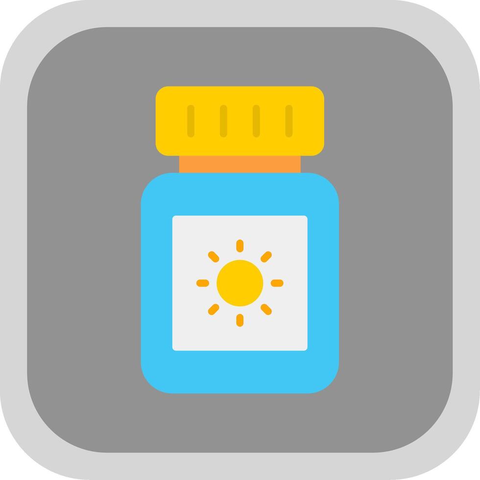Sun Block Flat round corner Icon Design vector