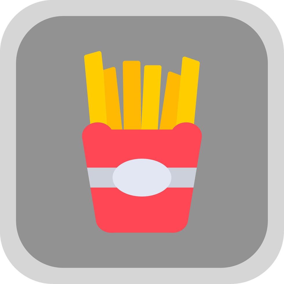 French Fries Flat round corner Icon Design vector