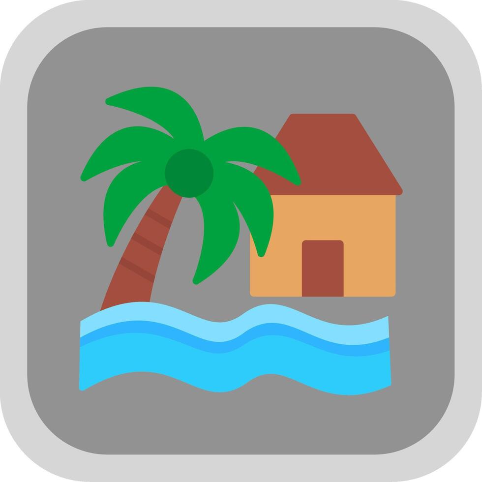 Beach House Flat round corner Icon Design vector