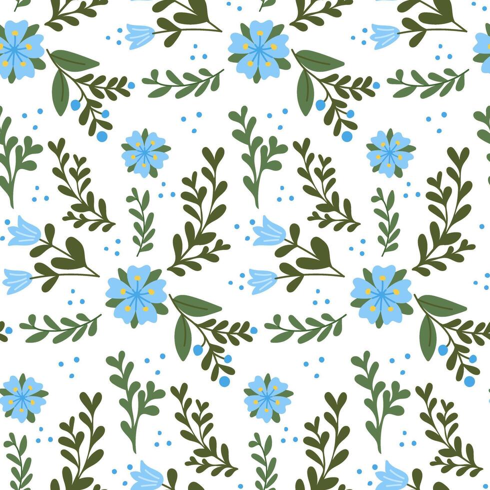 Seamless pattern with stylized flowers isolated on white background. Springtime or summer concept for textile or wallpaper. flat hand drawn floral illustration vector
