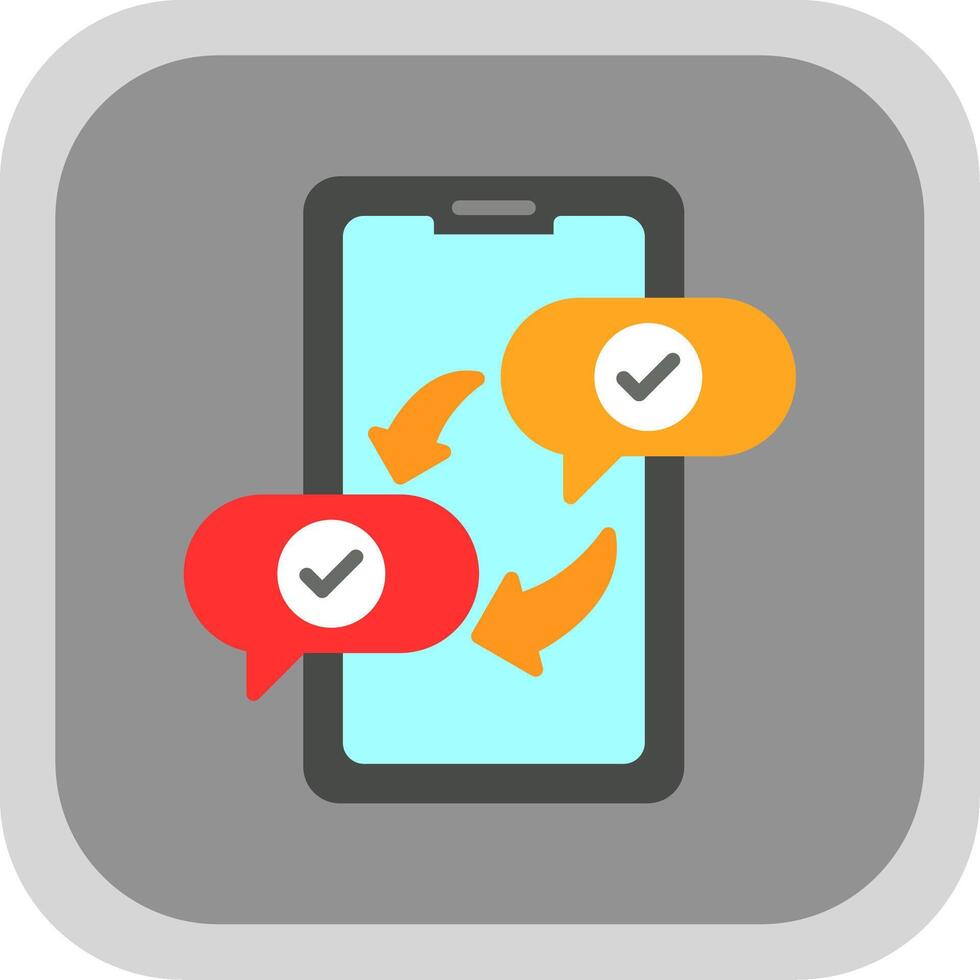 Text Message Flat round corner Icon Design vector