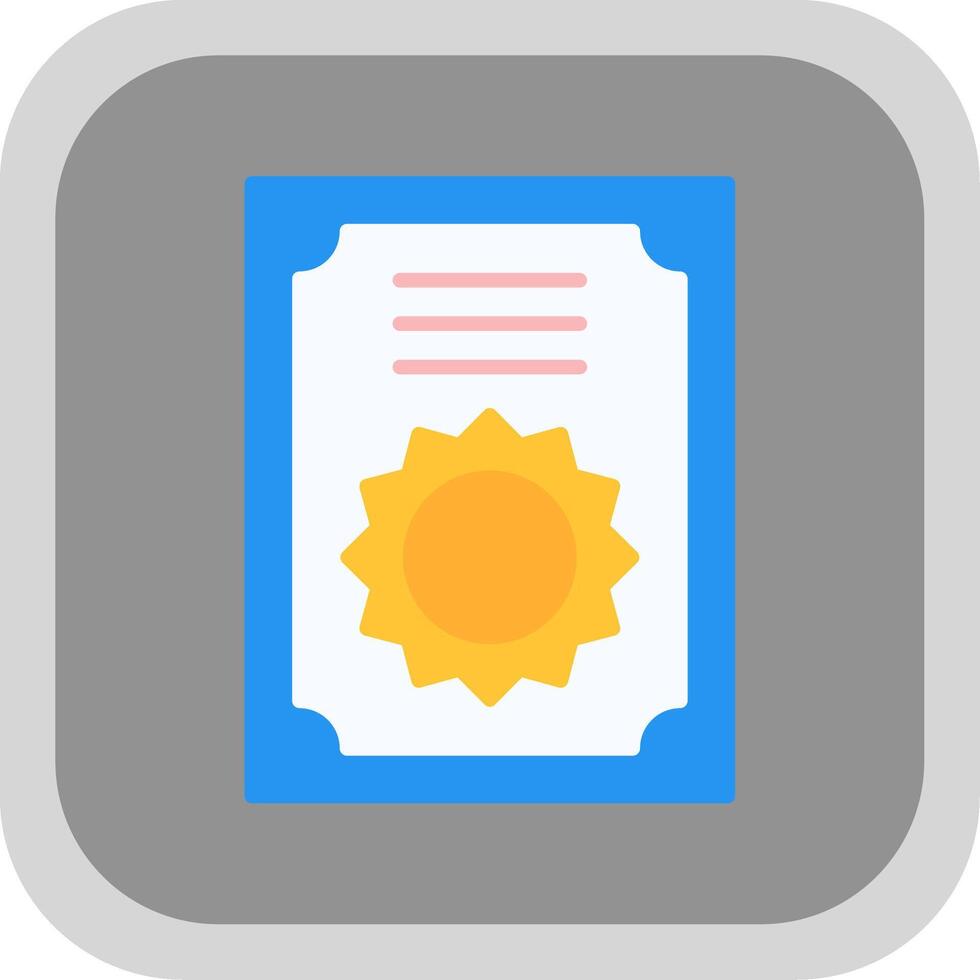 Certificate Flat round corner Icon Design vector