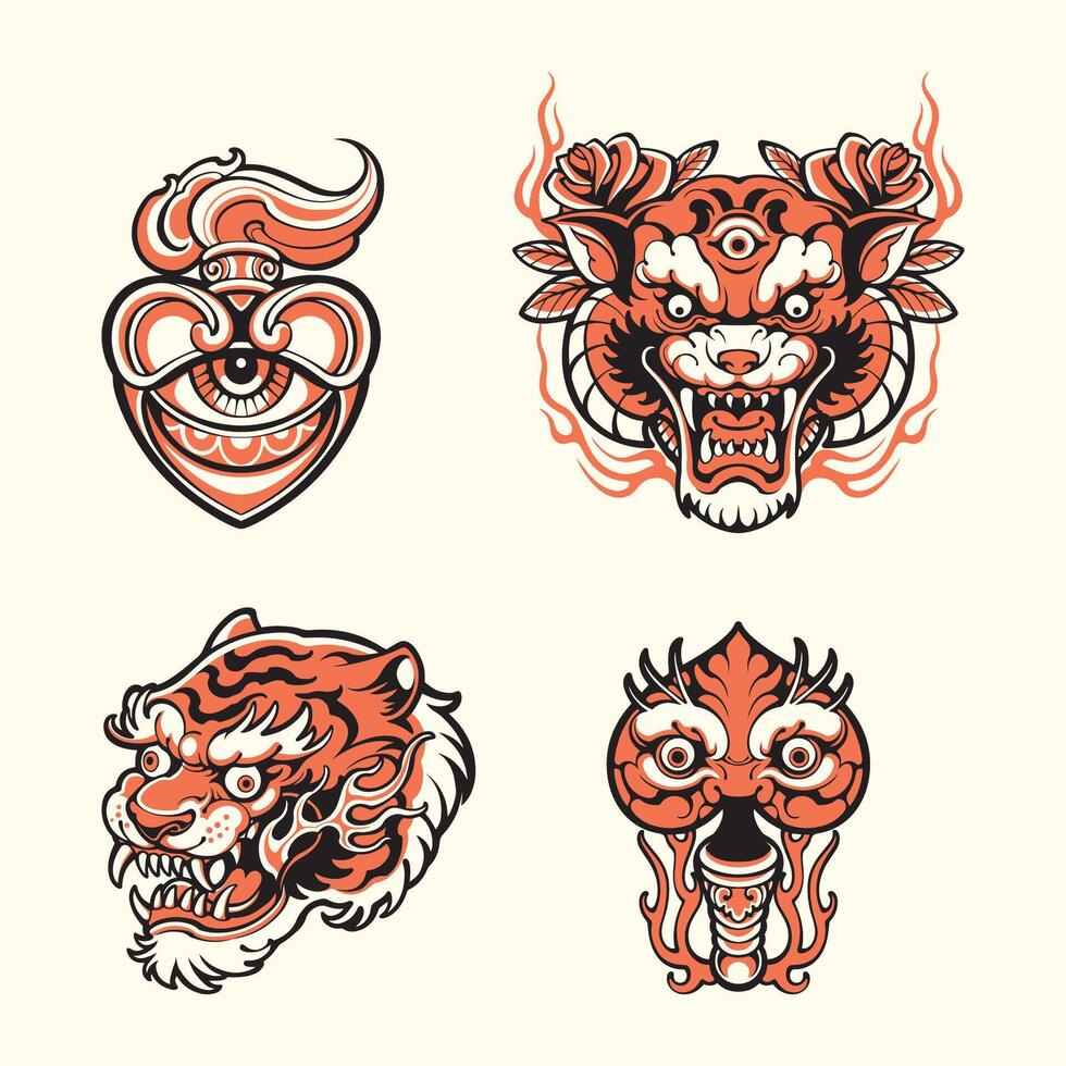 designs old school tattoo vector