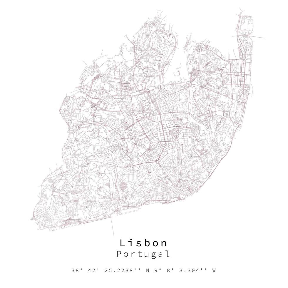 Lisbon,Portugal,Urban detail Streets Roads Map, element template image vector