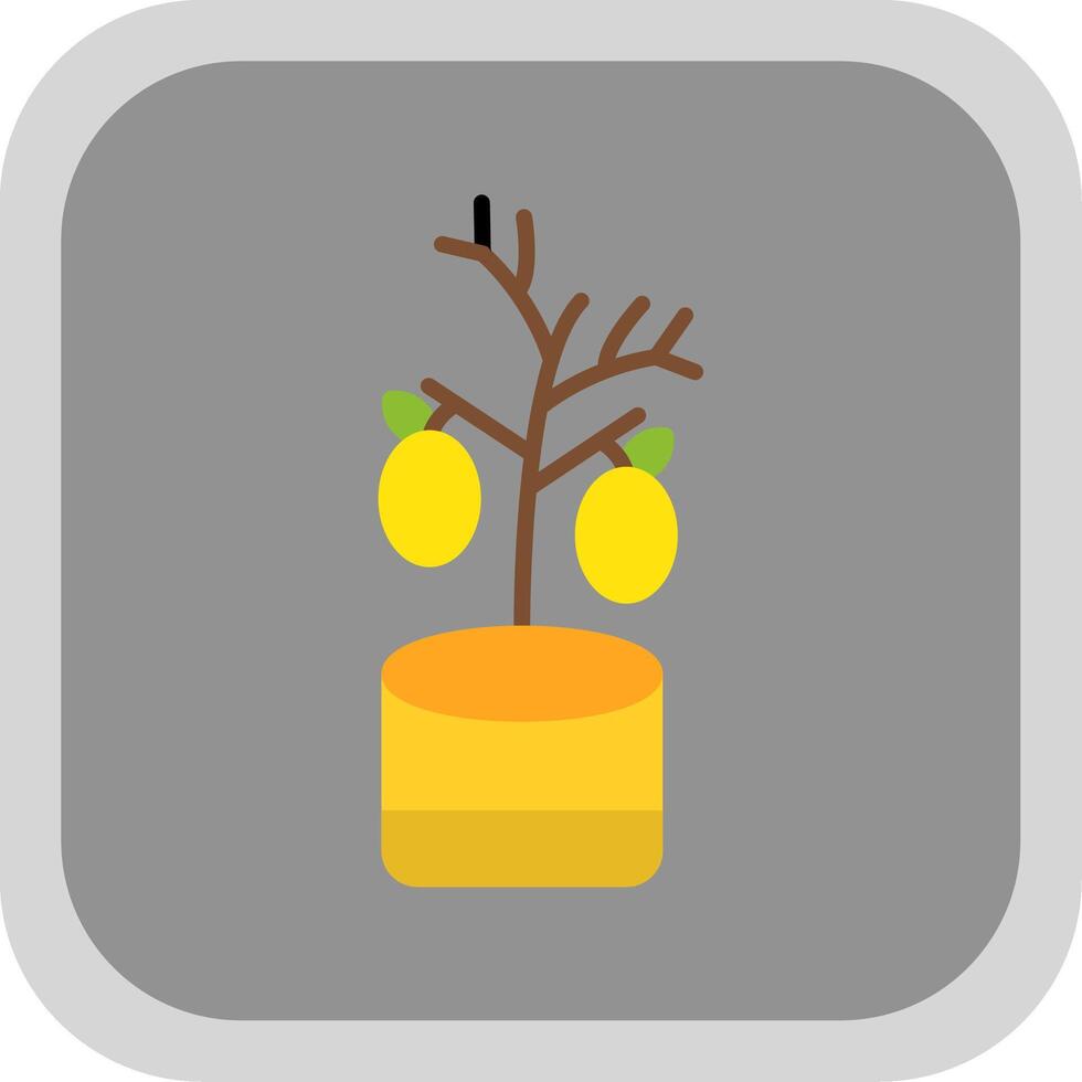 Lemon Tree Flat round corner Icon Design vector