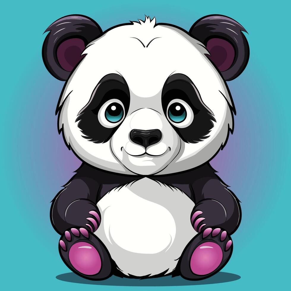 A cartoon of a panda bear. illustration digital art. Kawaii Anime style cute panda. vector